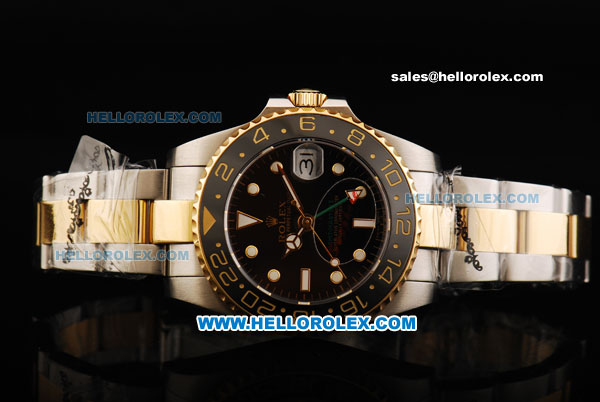 Rolex GMT Master II Automatic Movement Steel Case with Black Dial and Two Tone Strap - Click Image to Close